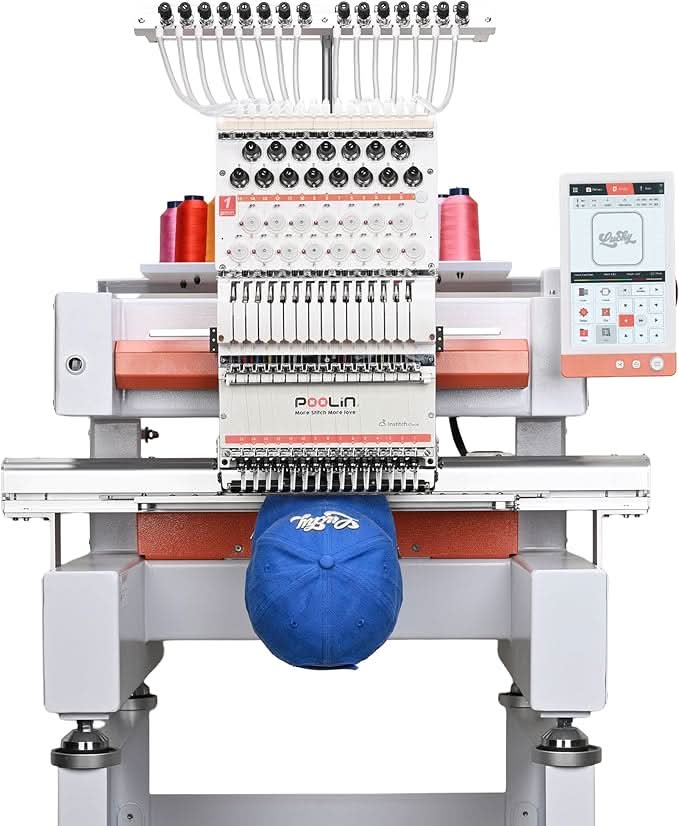 POOLIN EOV 15 Needle Cap Embroidery Machine for Small Business With WiFi Transfer