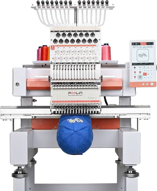 POOLIN EOV 15 Needle Cap Embroidery Machine for Small Business With WiFi Transfer