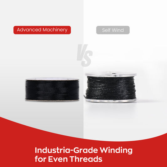 Style L Pre-wound Paper Side 70D/2(60WT) Black Embroidery Bobbins (144 Bobbins)