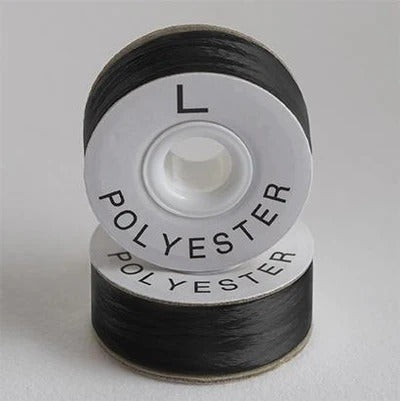 Style L Pre-wound Paper Side 70D/2(60WT) Black Embroidery Bobbins (144 Bobbins)