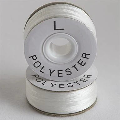 Style L Prewound Paper Side 70D/2(60WT) White Embroidery Bobbins(144 Bobbins)