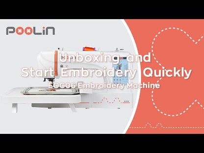 PooLin EOC06 7.9”*11” Computerized Embroidery Machine For Home Business Consumables version +40 colors Thread + Plastic