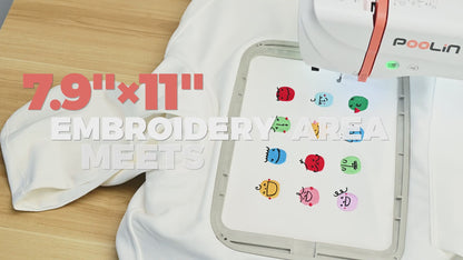 PooLin EOC06 7.9”*11” Computerized Embroidery Machine For Home Business Consumables version +40 colors Thread + Plastic