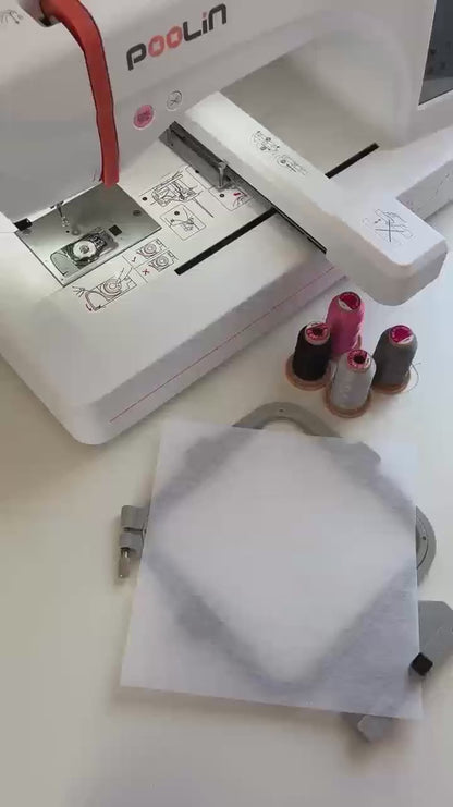 PooLin EOC06 7.9”*11” Computerized Embroidery Machine For Home Business Consumables version +40 colors Thread + Plastic